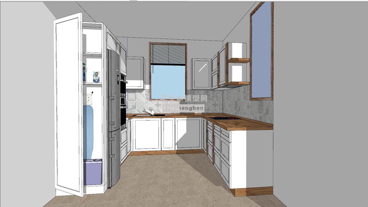 美式厨房su草图模型下载(1)