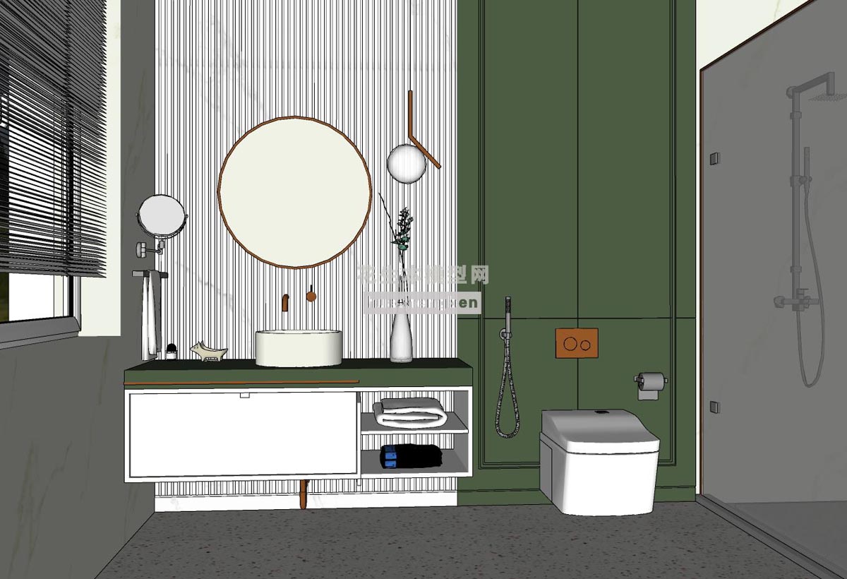 现代卫生间su草图模型下载(1)