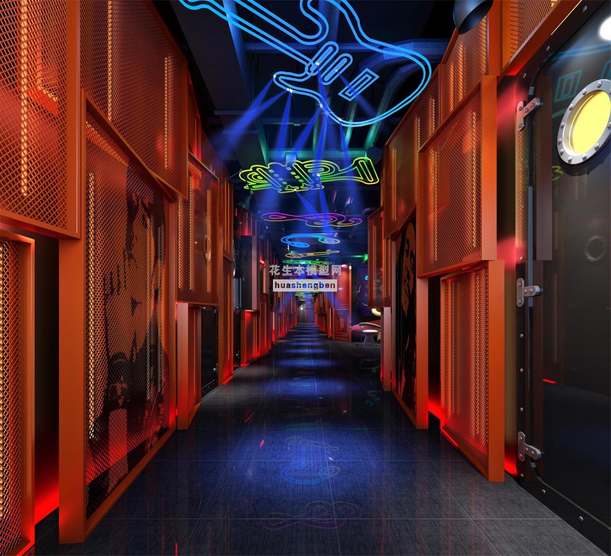 工业风酒吧KTV迪厅走廊3d模型下载3d模型下载