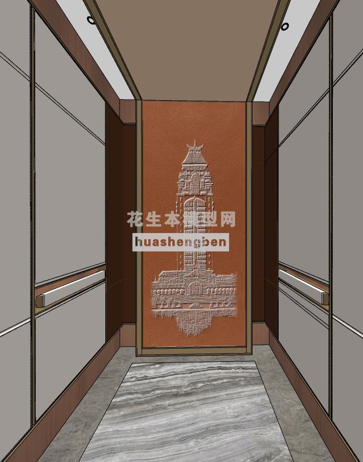 中式酒店电梯轿厢,su草图模型下载(1)