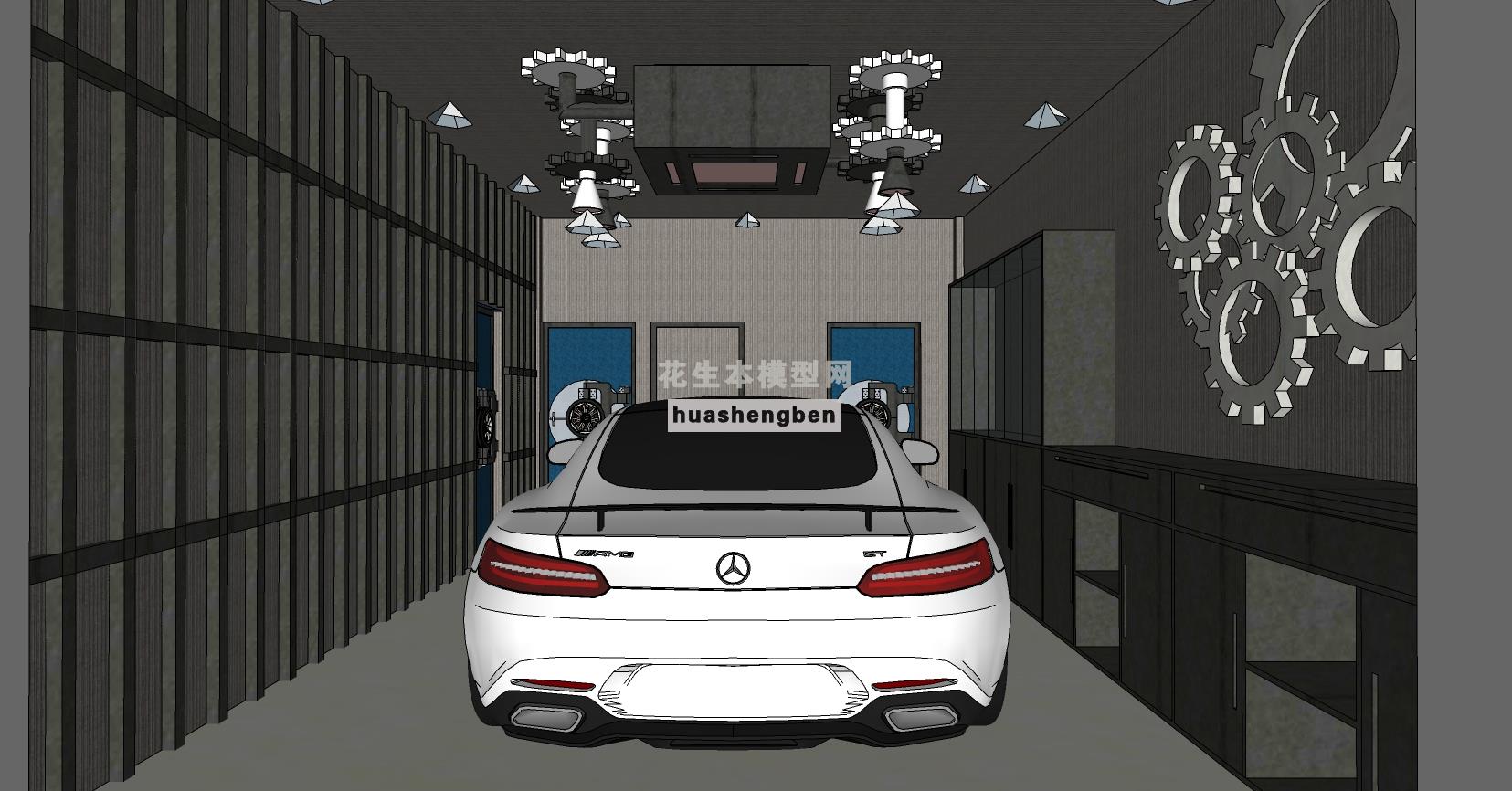 汽车4s店su草图模型下载(1)