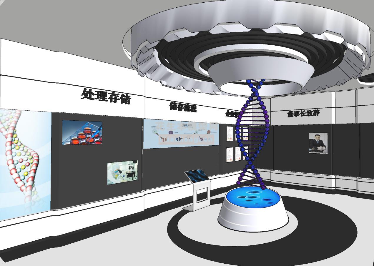 现代干细胞科技展厅展馆su草图模型下载(1)