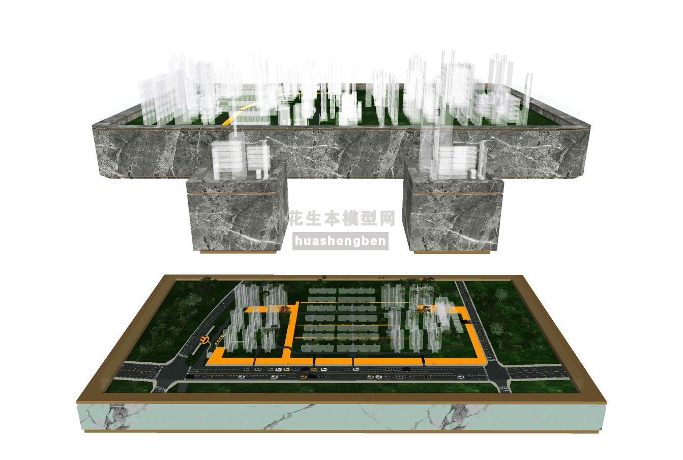 现代沙盘模型su草图模型下载(1)