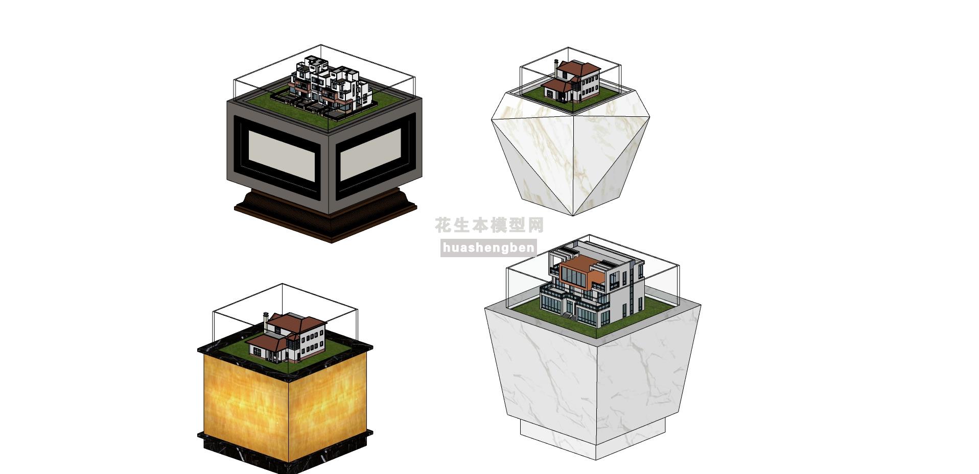 现代售楼处小型沙盘展示台su草图模型下载(1)