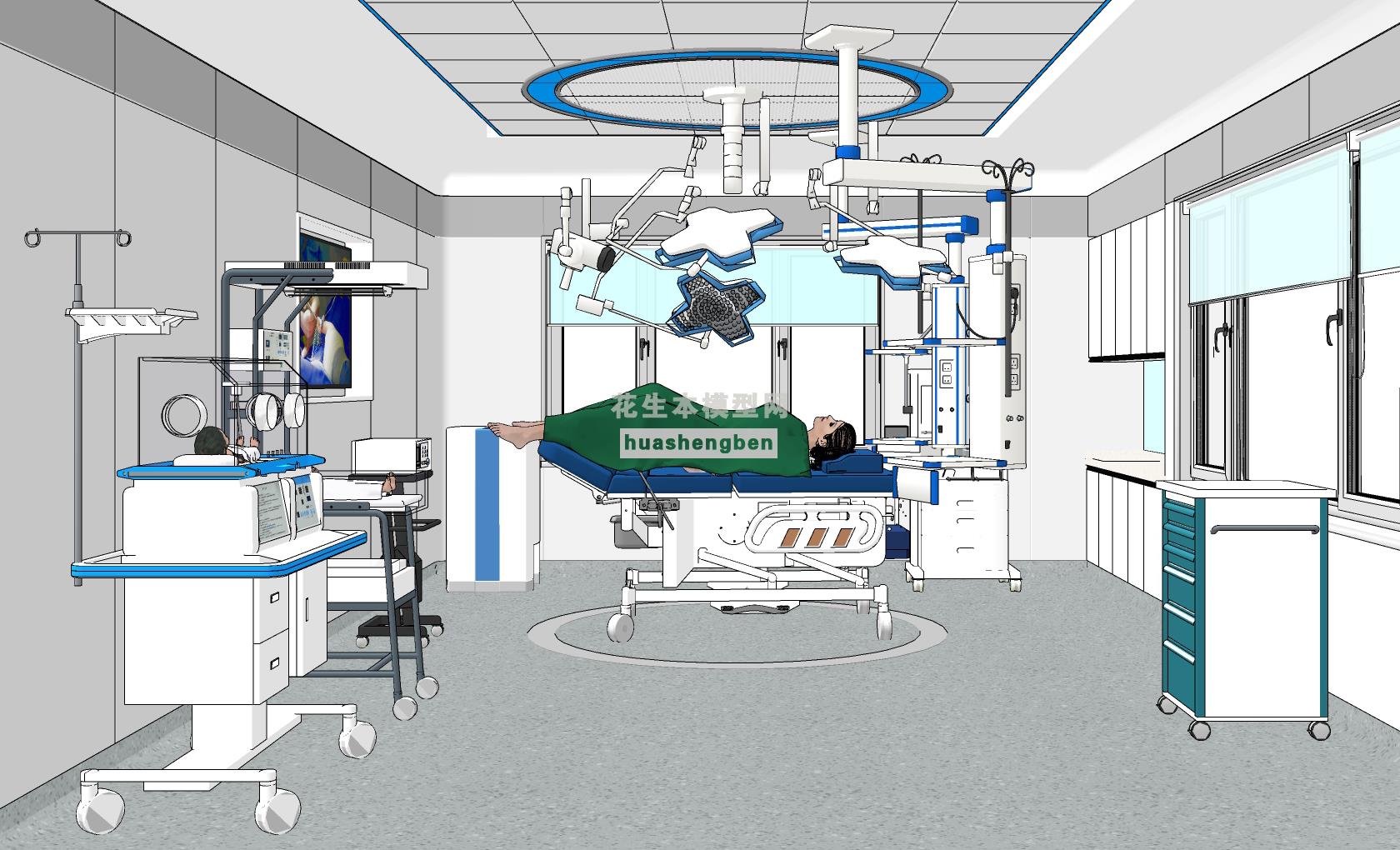 医院产房手术室医疗设备su草图模型下载
