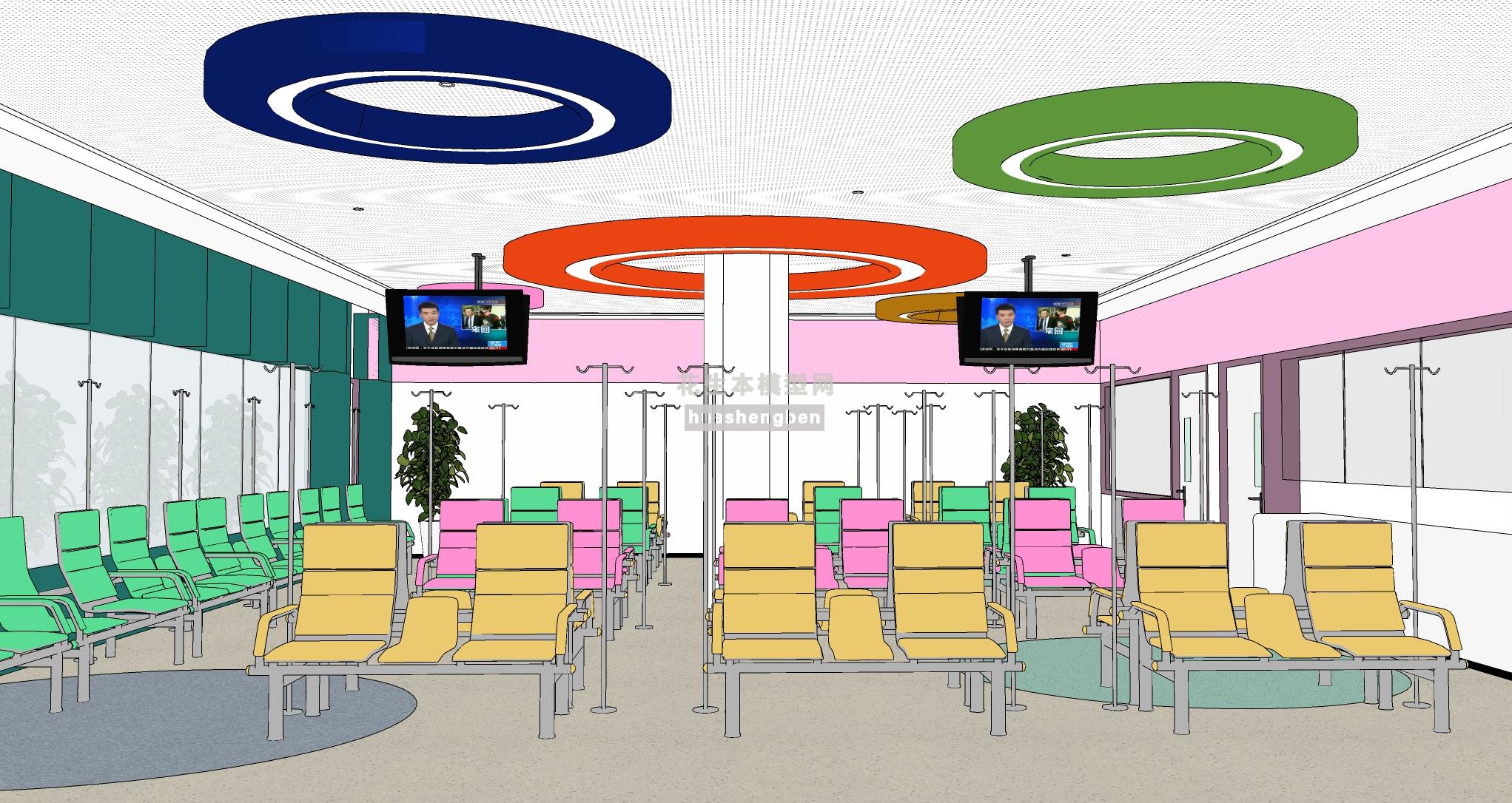 北欧医院输液厅su草图模型下载