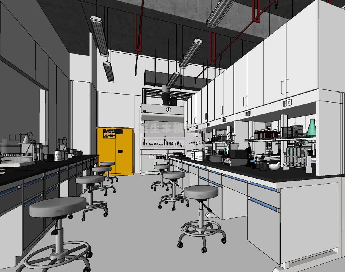 现代学校化学实验室su草图模型下载