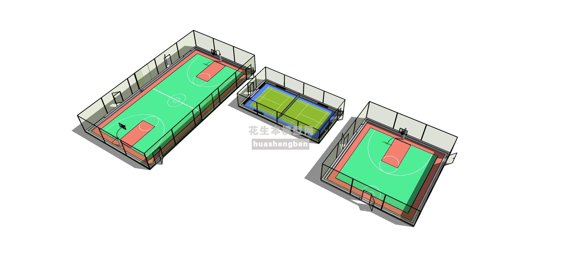 球场网球场排球场场馆su草图模型下载(1)