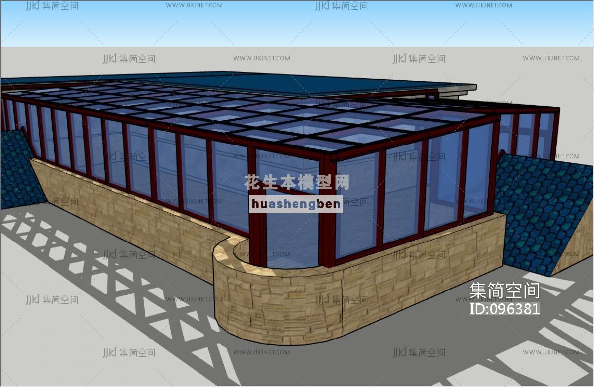 现代顶楼阳光房su草图模型下载(1)