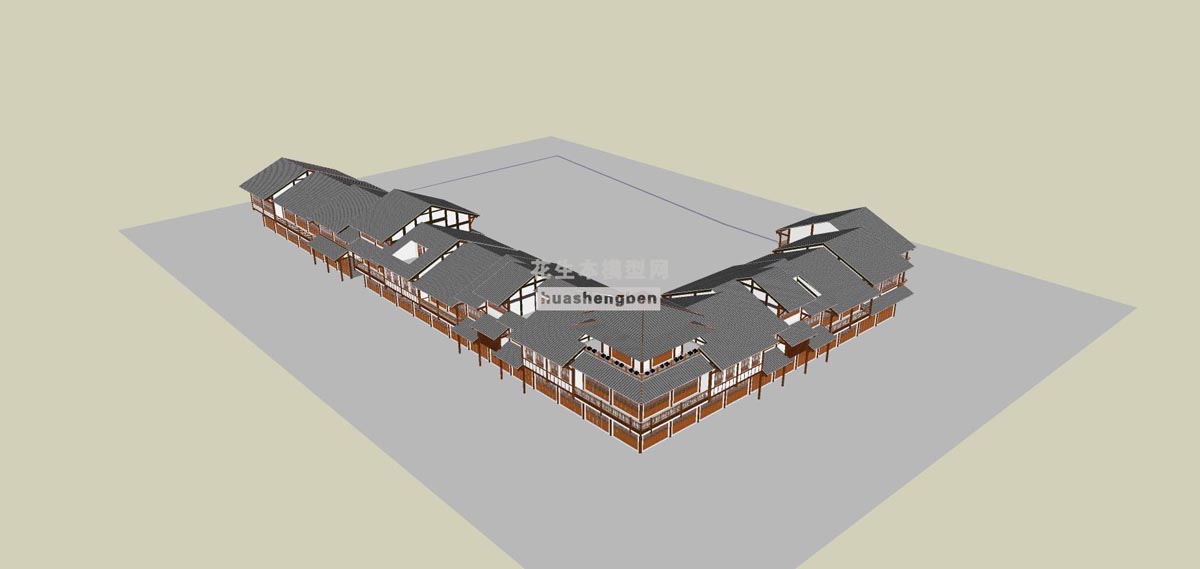 中式建筑su草图模型下载(1)