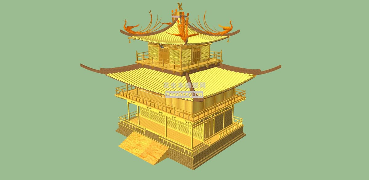 中式古建鸾凤阁中式古建阁楼寺庙大殿宝殿钟楼鼓楼牌楼中式戏台戏楼su草图模型下载(1)