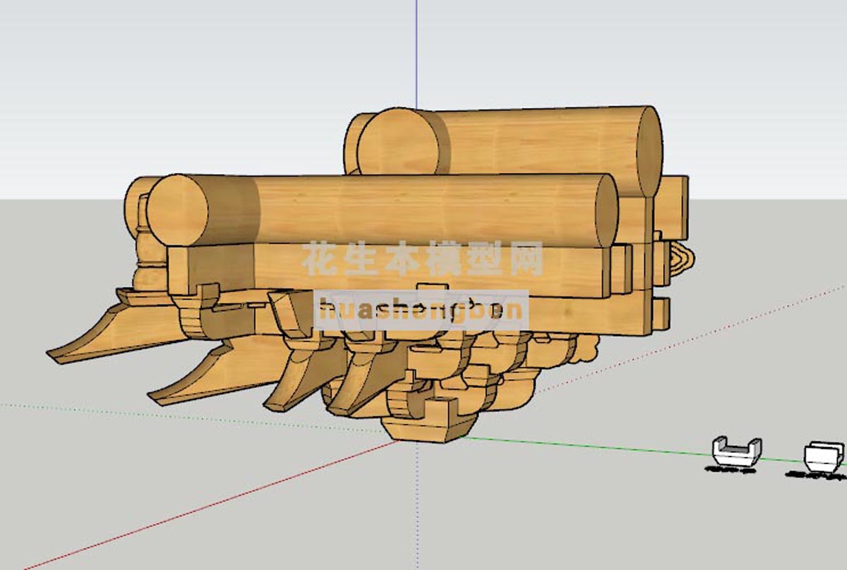 斗拱五踩单翘单昂角科su草图模型下载(1)
