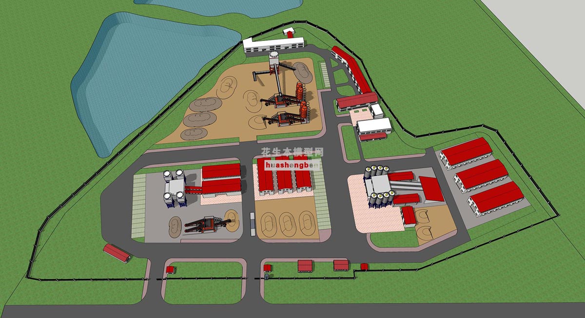 现代风格水泥厂水泥厂工业基地厂房水泥厂工厂水泥水泥罐su草图模型下载