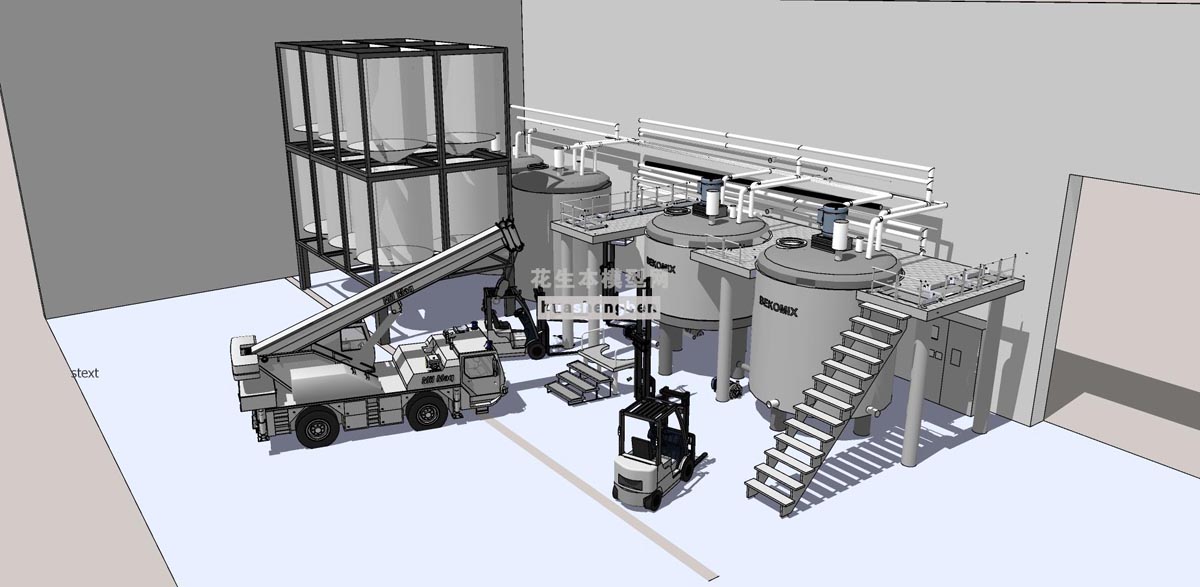 工厂设备工厂设备吊车机械工地吊车运输车储蓄罐化工厂su草图模型下载