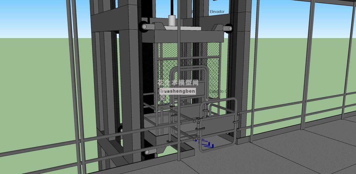 工业升降机滑动门监狱旋转式栅门楼梯扶手叉车建筑工地室外升降机电梯su草图模型下载(1)