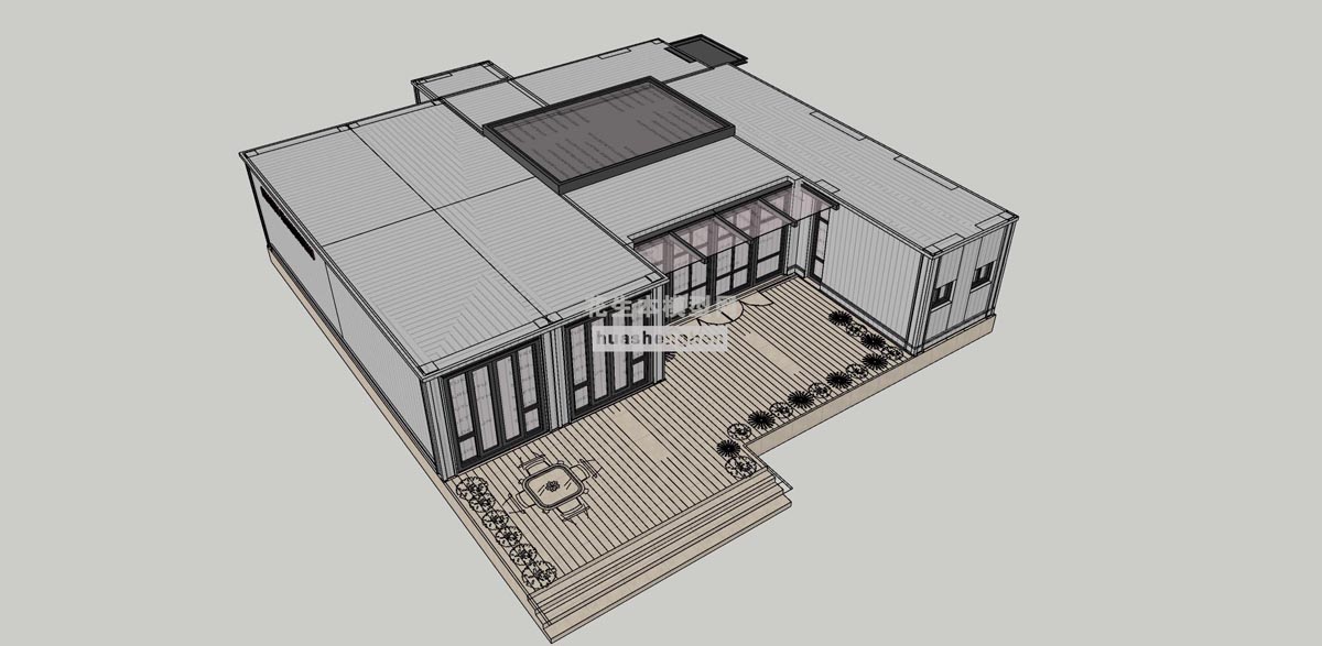 集装箱建筑集装箱样板房集装箱风格办公室集装箱游乐场乡村民宿度假小屋su草图模型下载(1)