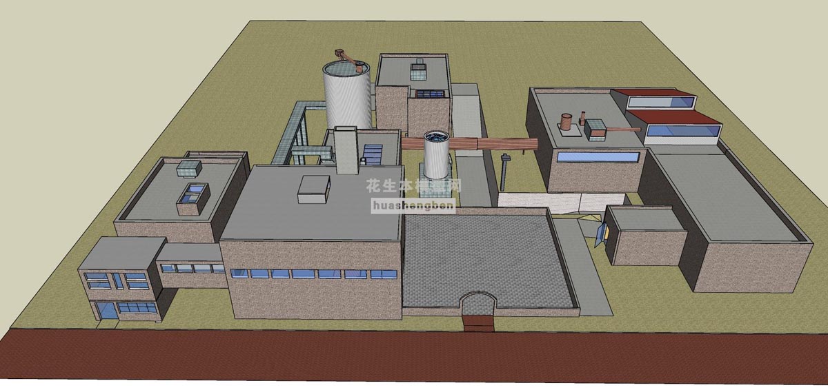 莫德勒工厂教室老工业区化工厂蒸馏厂su草图模型下载(1)