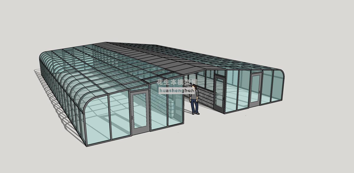 农业大棚工业厂房阳光房花房种植大棚su草图模型下载(1)