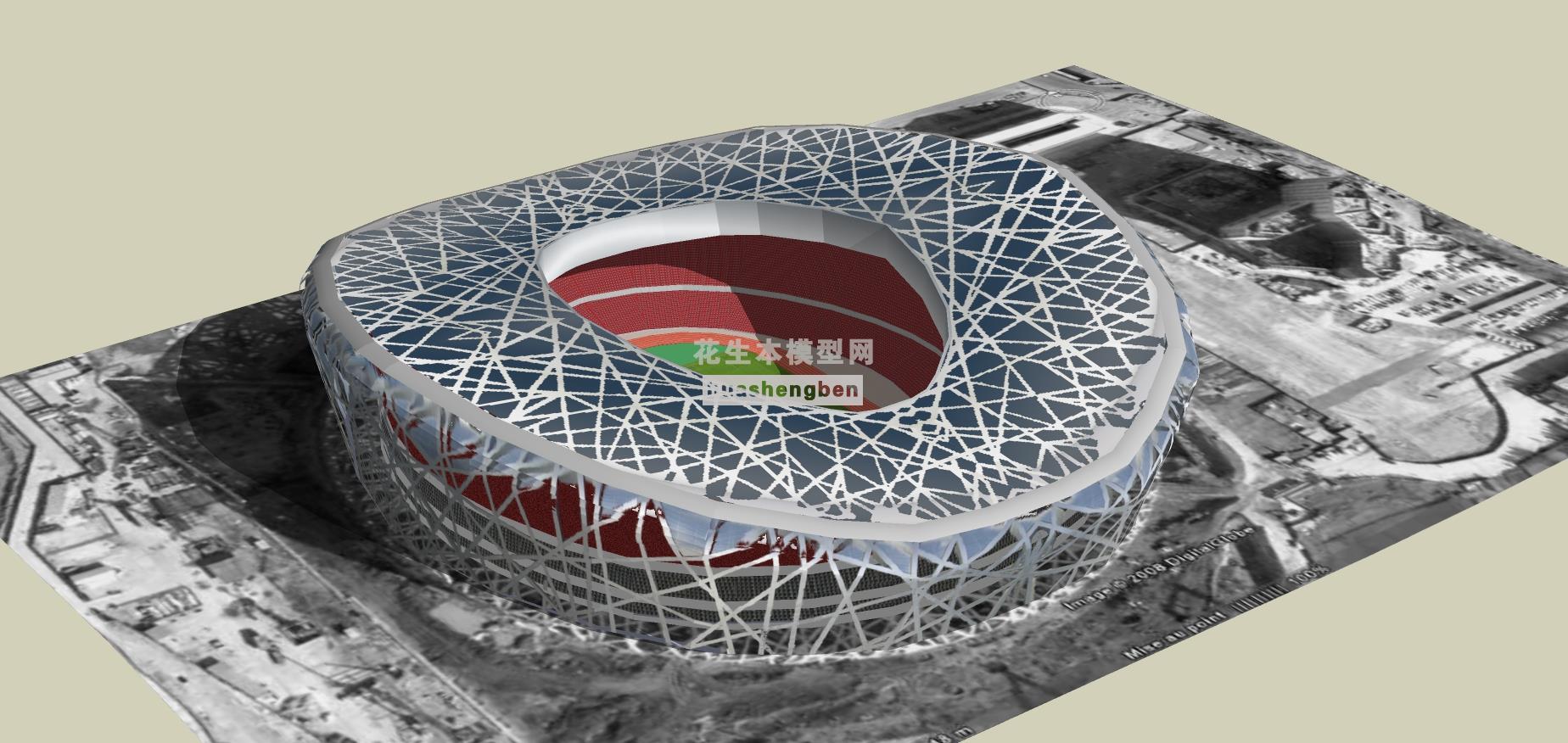 艺术风格建筑鸟巢奥运会所场馆体育场竞技场足球场su草图模型下载