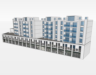 沿街商业建筑su免费模型下载(1)