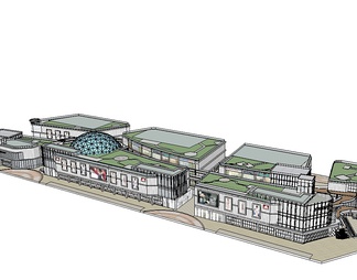 商业建筑群su免费模型下载(1)