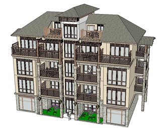 精致商业住宅楼su免费模型下载(1)