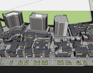 商业街区高层公寓su免费模型下载(1)