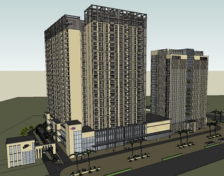 高层办公楼建筑su免费模型下载(1)