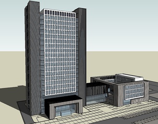 包头某办公楼su免费模型下载(1)