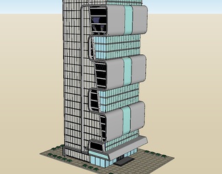 独栋高层办公楼su免费模型下载(1)