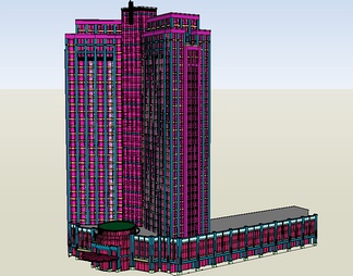 高层办公建筑大厦su免费模型下载(1)