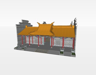 祠堂宗祠su免费模型下载(1)