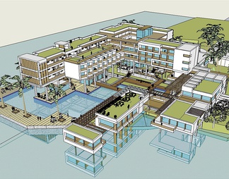 海边度假酒店su免费模型下载(1)