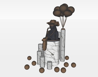 雕塑摆件su免费模型下载(1)