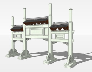 牌楼su免费模型下载(1)