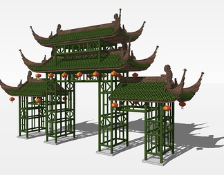 牌楼su免费模型下载(1)