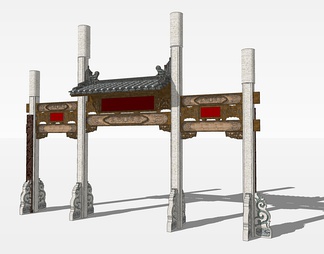 牌楼su免费模型下载(1)