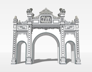 牌坊su免费模型下载(1)
