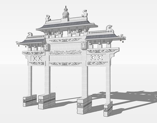 牌楼su免费模型下载(1)