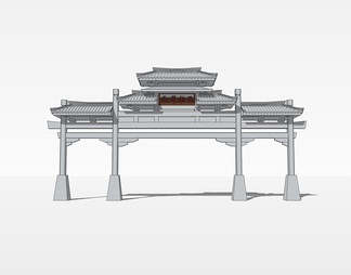 牌坊su免费模型下载(1)