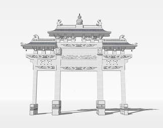 牌坊su免费模型下载(1)