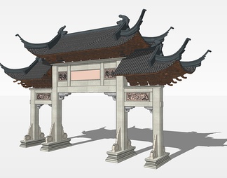 牌楼su免费模型下载(1)