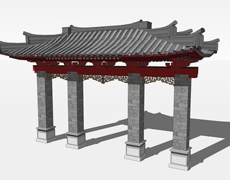 牌楼su免费模型下载(1)