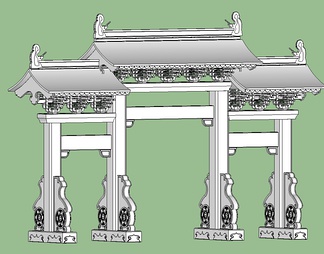 幸福桥牌坊su免费模型下载(1)