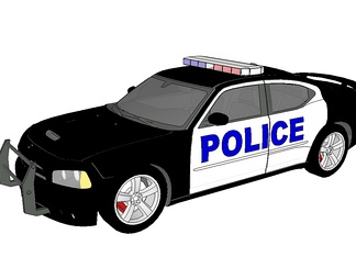 汽车道奇警车su免费模型下载(1)