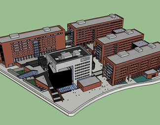 校区图书馆教学楼su免费模型下载(1)