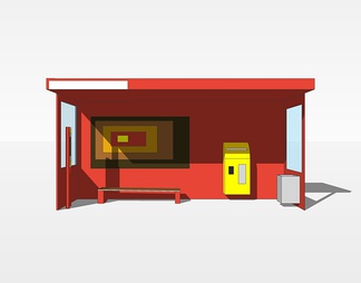 公交车站su免费模型下载(1)