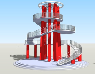 景观台(塔)su免费模型下载(1)