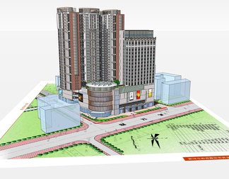 商业办公楼su免费模型下载(1)
