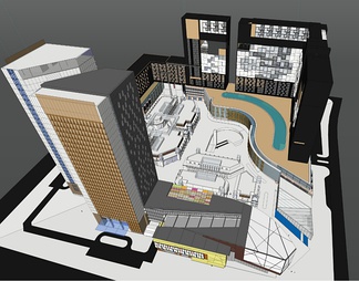 商业综合建筑su免费模型下载(1)